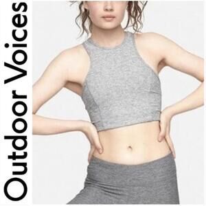 Outdoor Voices Womens Small Light Gray Athena Crop Top Racerback Sports Bra